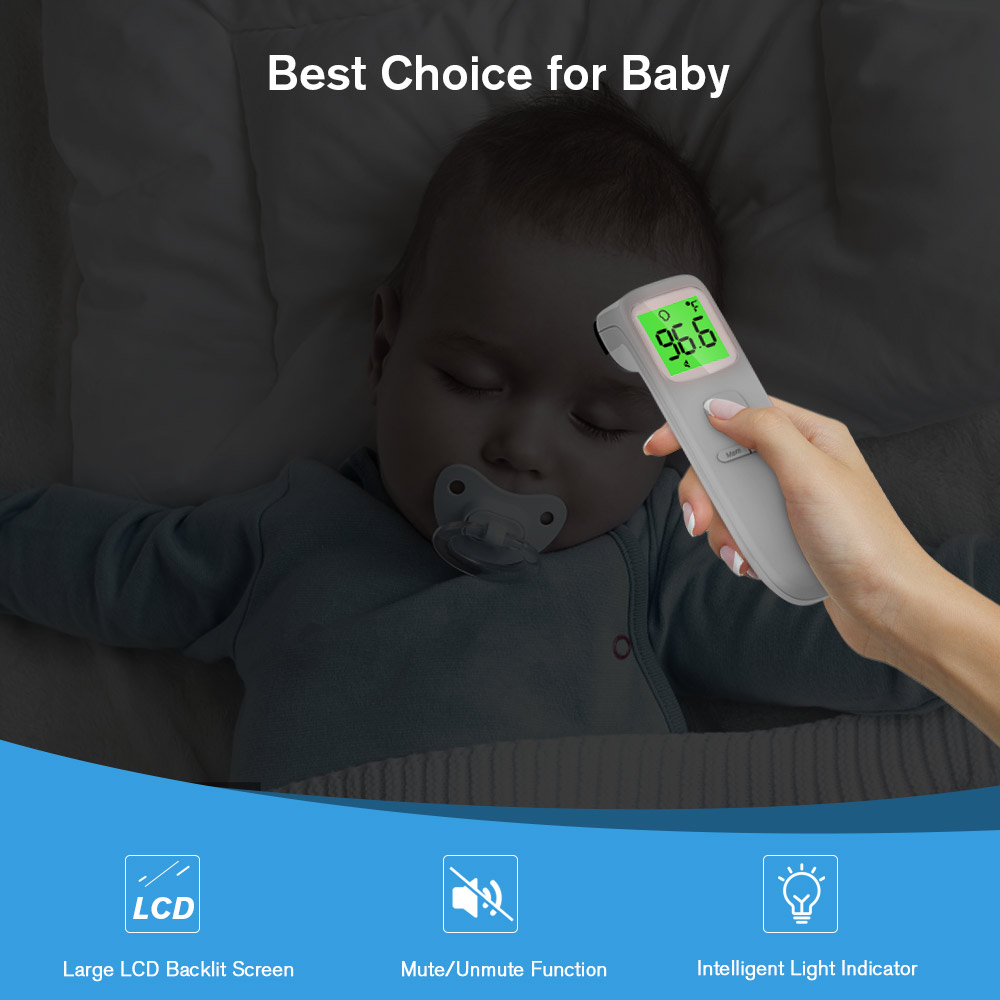 Touchless Thermometer - Forehead Thermometer for Adults,No Touch for Fever, Baby Kids Child with Batteries, Fever Alarm, 35 Groups Data Storage - Image 6